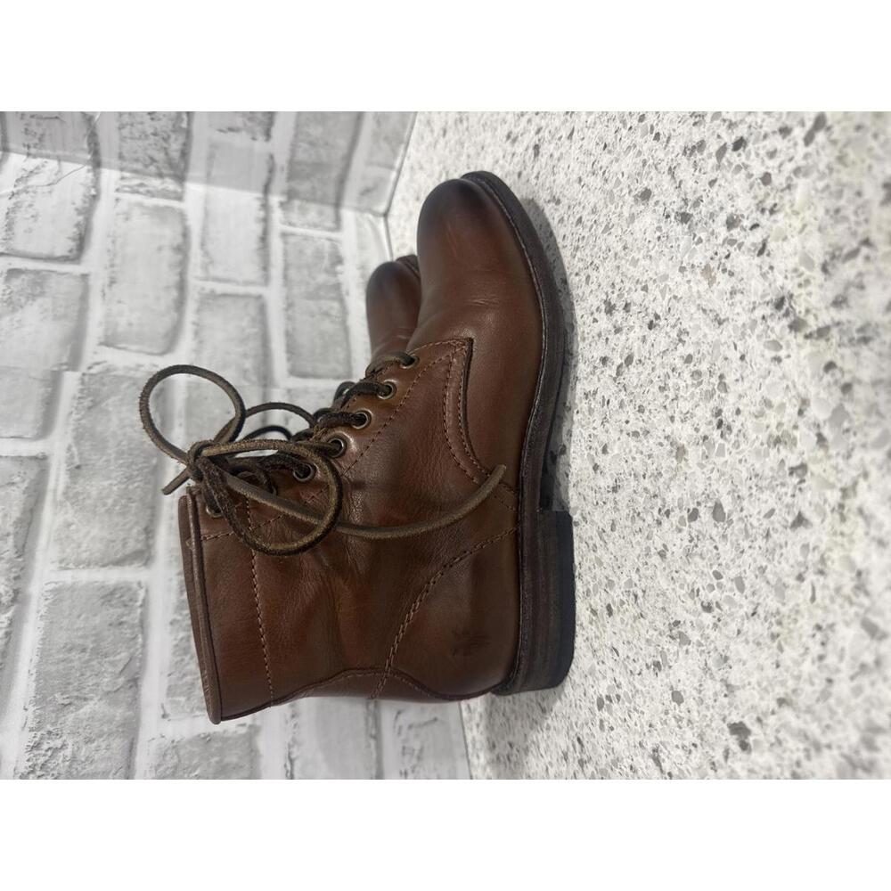 Frye Tyler Leather Lace-Up Ankle Boots in Cognac